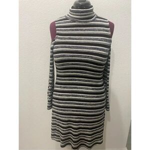 American Eagle Soft Cold Shoulder Turtleneck Striped Dress size medium